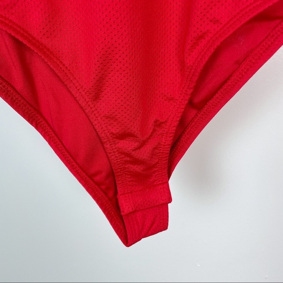 FOREVER 21 x WILSON Jersey Mesh Logo Red  Bodysuit S - Picture 6 of 9